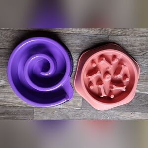 (2) Akloker Pet Slow Eating Dish Cat Dog Anti Choking Puppy Feeder Food Bowl